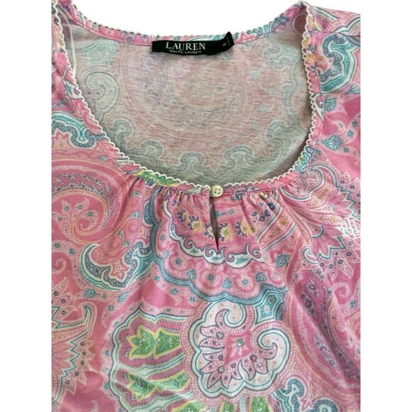 Lauren Ralph Lauren 2PC Pajama Set Womens Pink Floral Paisley Top Shorts Sz M - Picture 5 of 10
